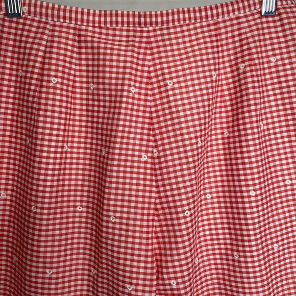Renee Dumarr Womens Red Gingham Plaid Ankle Pants Size L Old Money Summer Preppy - Picture 12 of 12